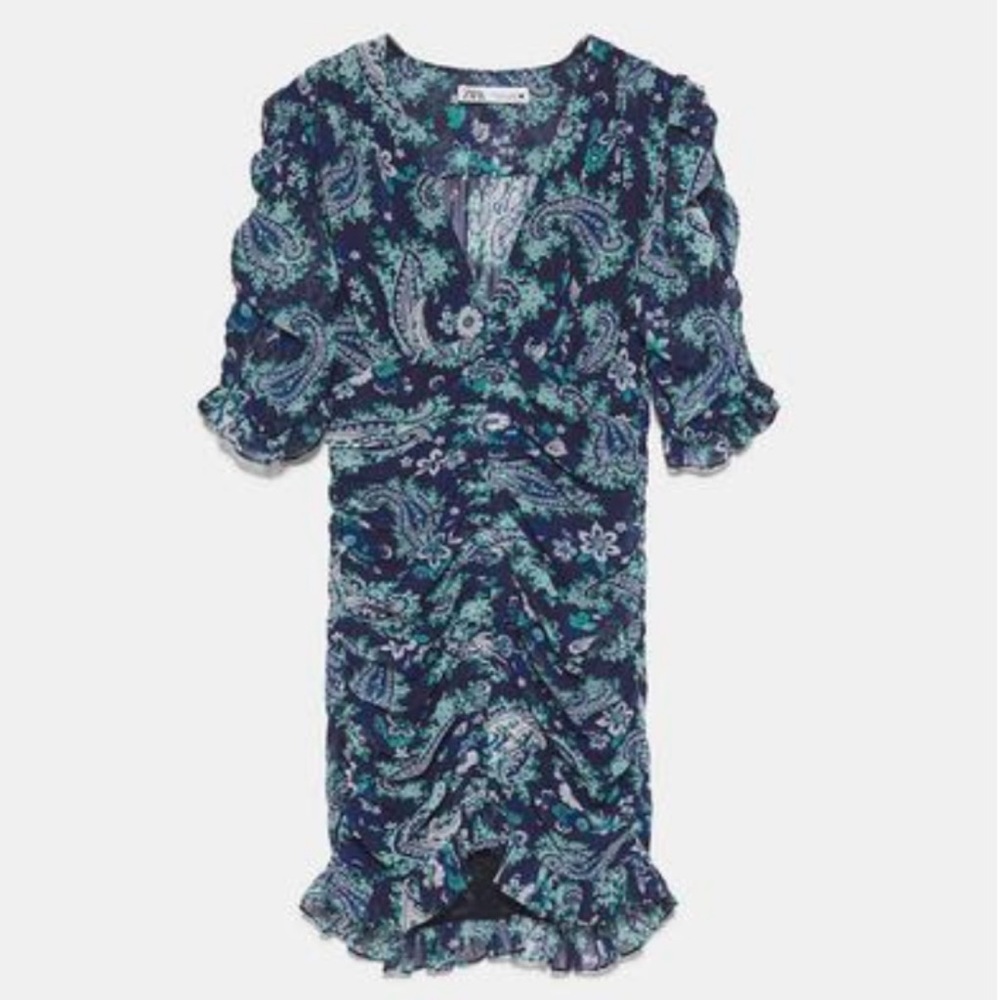Zara Blue Paisley Print Dress